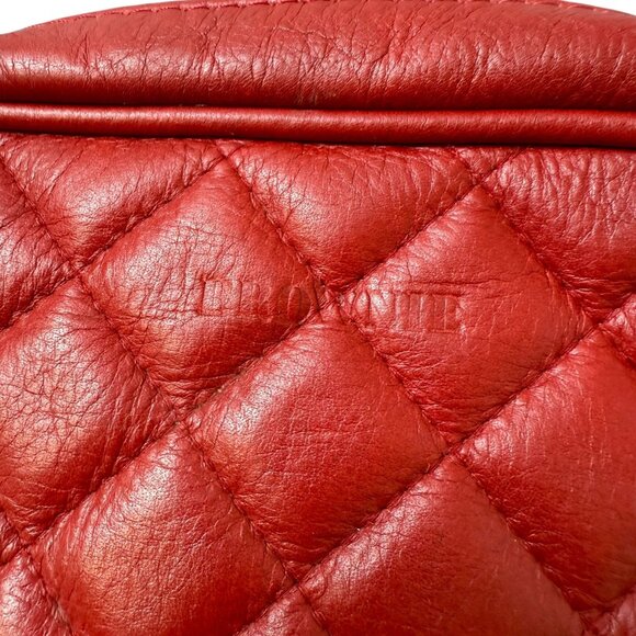 BROWNIE Red Leather Quilted Bag Chain Crossbody Made in Italy Handbag - Picture 8 of 14